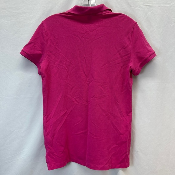Ralph Lauren Womens Big Monogram Logo Equestrian Pink Polo Shirt Slim Fit Size L - Picture 2 of 8